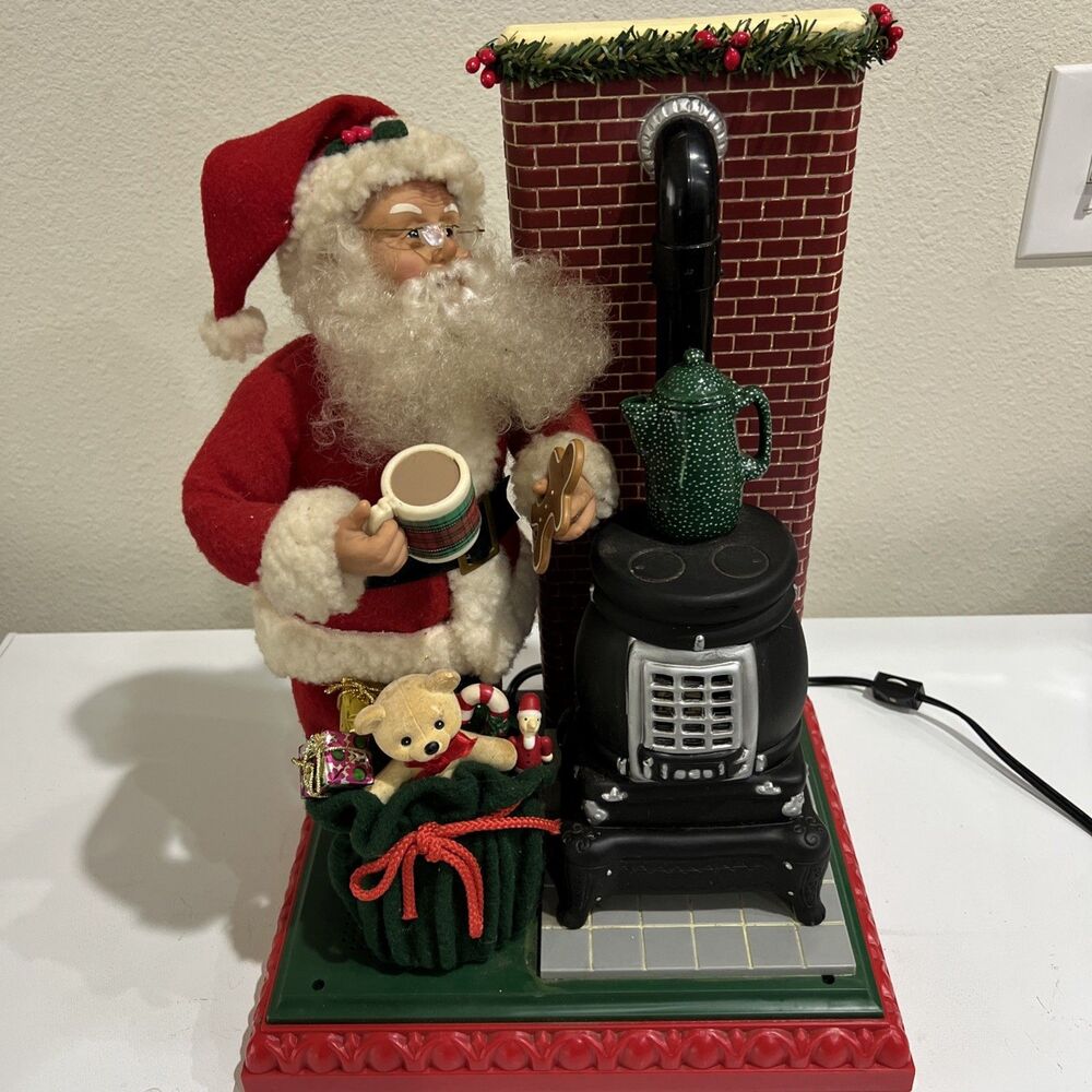 Holiday Creations Musical Animated Santa Claus w/ Wood Stove WORKS 1994